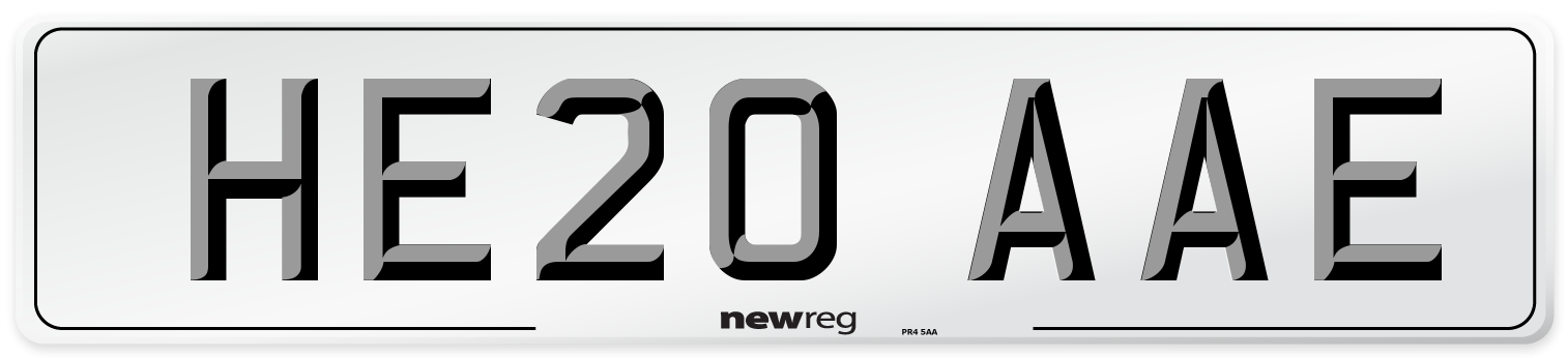 HE20 AAE Number Plate from New Reg